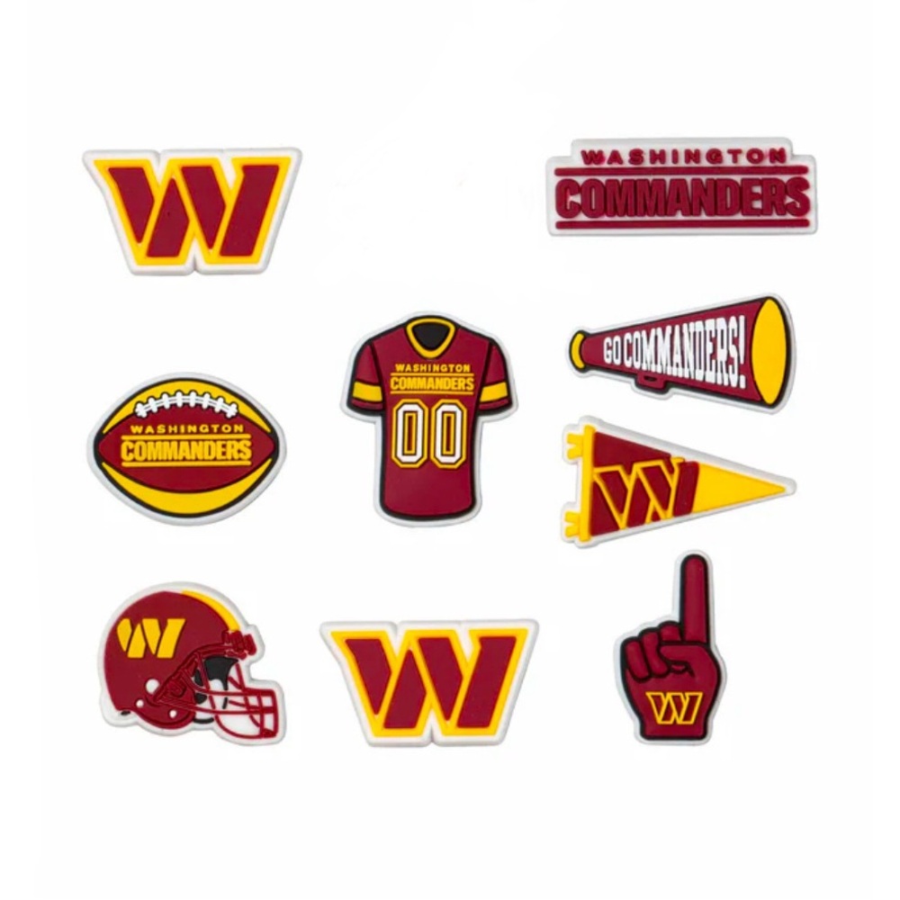NFL Washington Commanders Croc Charms Football Charms Sports Shoe Charms 9pc Set